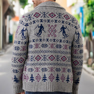 Herren Strickjacke mit exklusivem Norweger-Muster und praktischen Taschen WW
