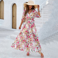 WW | Elegantes Bedrucktes Taillen-Sammelkleid
