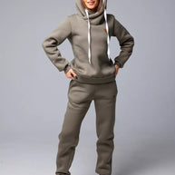 Damen Sportliches Hoodie-Set mit hohem Kragen WW