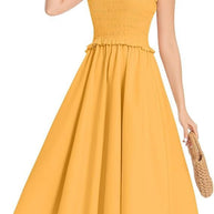 Damen elastisches Maxikleid mit Rüschendetails und geschmeidigem Material WW