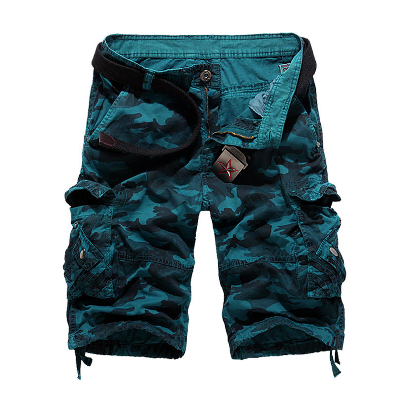 Herren Camo Cargo-Shorts mit mehreren Taschen und verstellbarem Bund WW