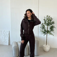 Damen sportliches Freizeitanzug-Set mit stylischem Schnitt und Kontrastnähten WW
