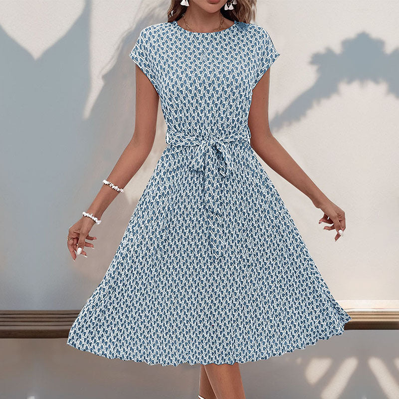 Damen Midikleid mit raffiniertem Taillengürtel und verspieltem Muster WW