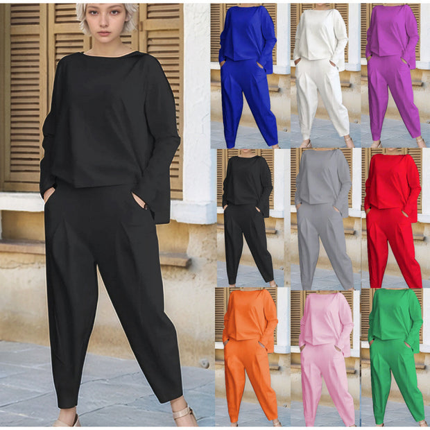 Damen Sportliches Sweat-Outfit mit elastischem Bund und geräumigen Taschen WW