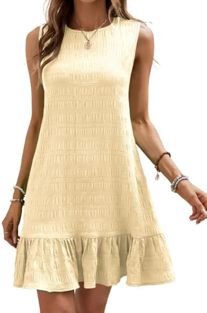 Damen Sommerliches Kleid mit Volantabschluss und strukturierter Oberfläche WW