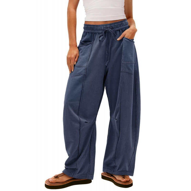 Damen weite Freizeithose mit praktischen Seitentaschen und elastischem Bund WW