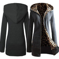 Damen Sportliche Longjacke mit leopardenmuster innen WW