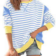 Damen gestreifter Sweatshirt mit übergroßem Schnitt WW