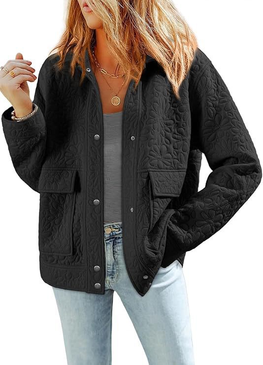 Damen Steppjacke mit praktischen aufgesetzten Taschen und floralem Muster WW