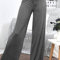 Damen Weite Freizeithose mit elastischem Bund und verstellbarem Kordelzug WW