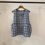 Damen Relaxed Fit Ärmelloses Leinenoberteil mit Seitentaschen WW