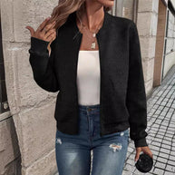 Damen sportliche Bomberjacke mit strukturiertem Design und hohen Bündchen WW