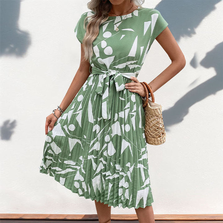Damen Midikleid mit angesagtem geometrischem Mustermix und taillierbarem Gürtel W&W Mode