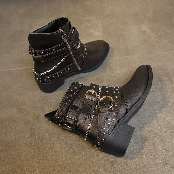 Damen Stiefeletten mit modischem Riemen-Design und dekorativen Akzenten W&W Mode