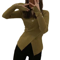 Damen Strickjacke mit asymmetrischem Schnitt und dekorativen Knöpfen WW