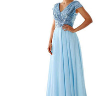 Damen Abendkleid mit funkelnden Pailletten und elegantem V-Ausschnitt WW