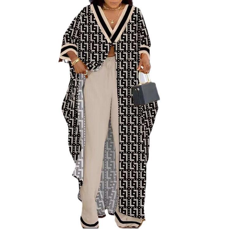 Damen Set aus kimonoartigem Oberteil und weitem Hosen WW