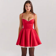 Damen romantisches Spitzenkleid mit trägerlosem Design WW