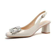 Damen Slingback Blockabsatz Pumps mit funkelnder Verzierung WW