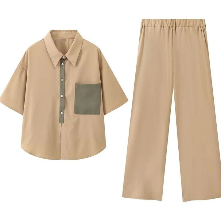 Damen lässiger Zweiteiler mit schickem Hemd und weiten Hosen W&W Mode