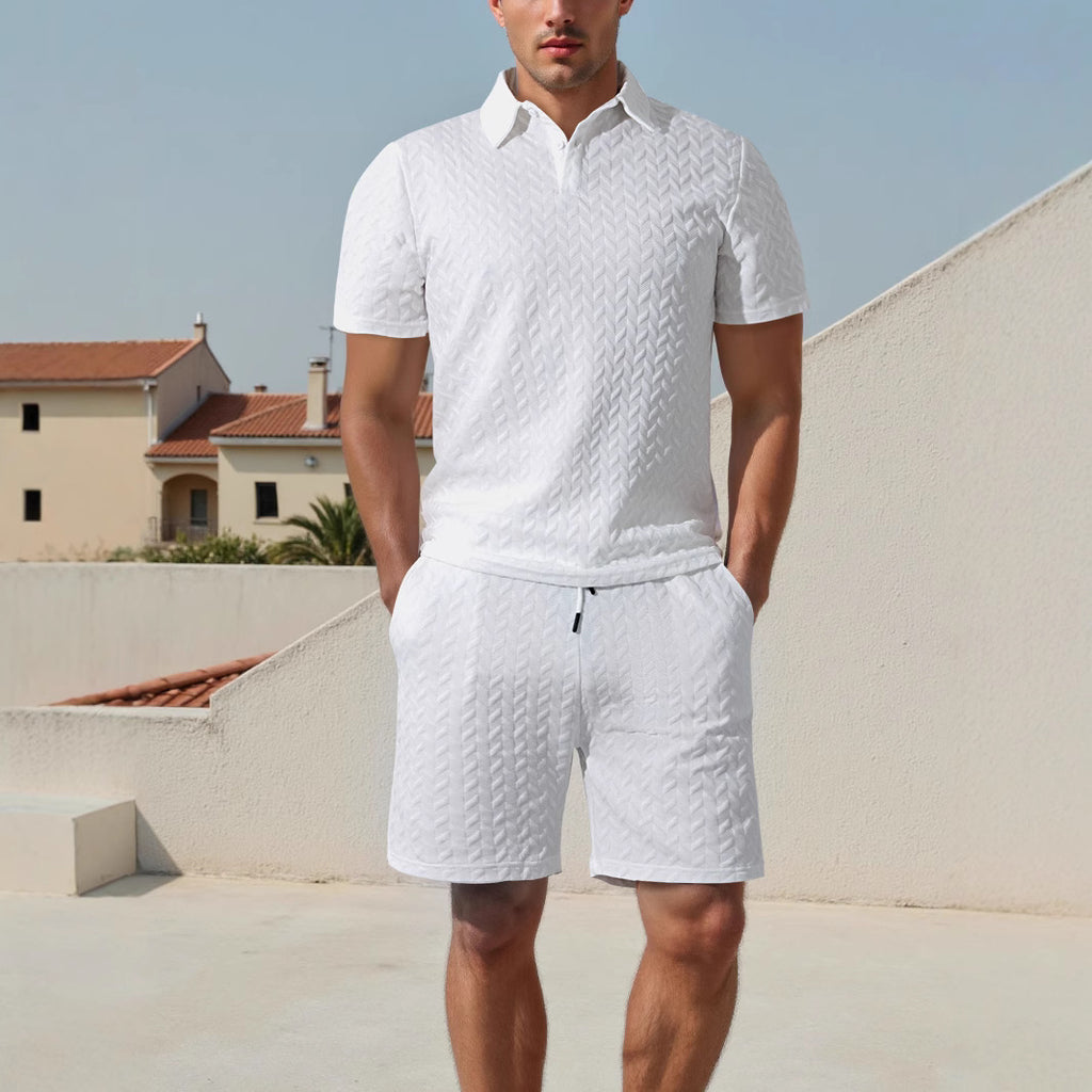 Herren Polo-Shirt und Shorts Set mit atmungsaktivem Design und elastischem Bund WW