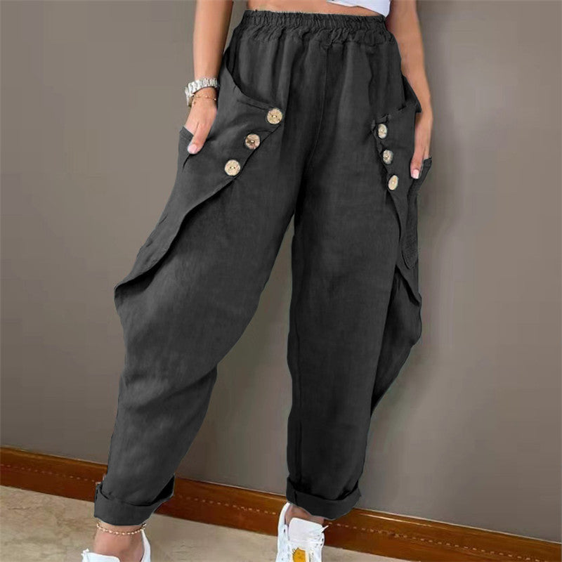 Damen lässige Cargohose mit Knopfdetails und praktischen Taschen WW