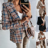 Damen stylische Blazerjacke mit doppelter Knopfleiste und eleganten Silberdetails WW