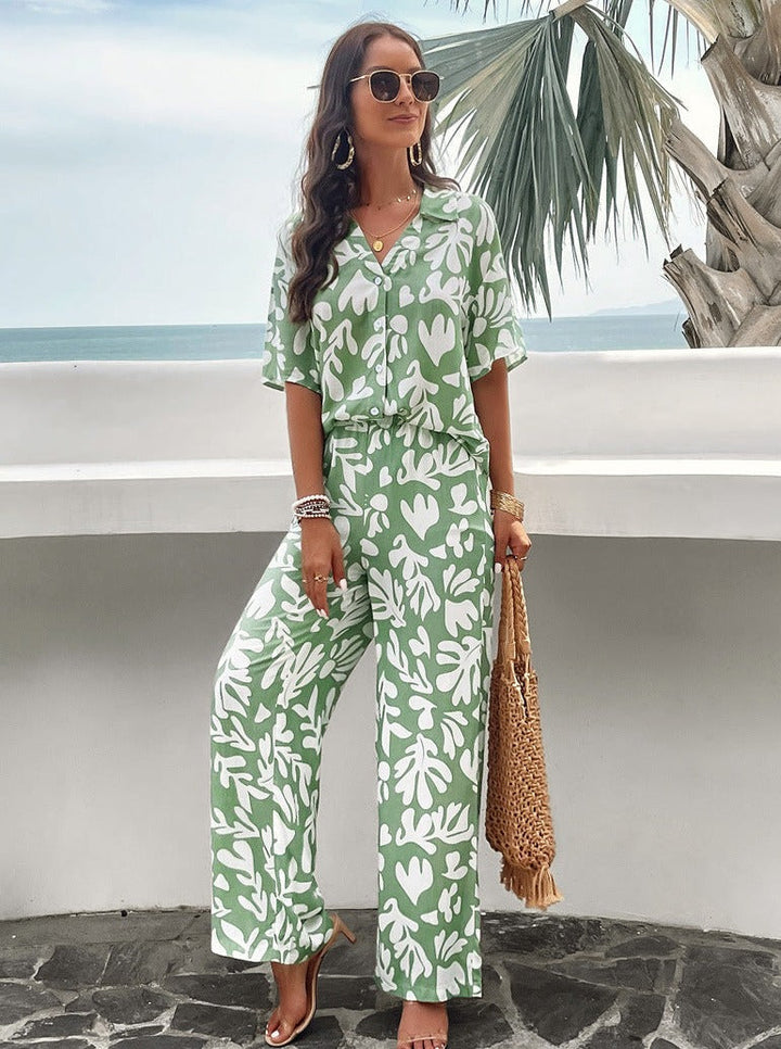 W&W Mode | Sommeranzug mit Print und kurzen Ärmeln