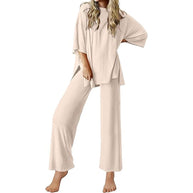 Damen Bequemer Schlafanzug mit Weitem Schnitt und Kurzarm WW