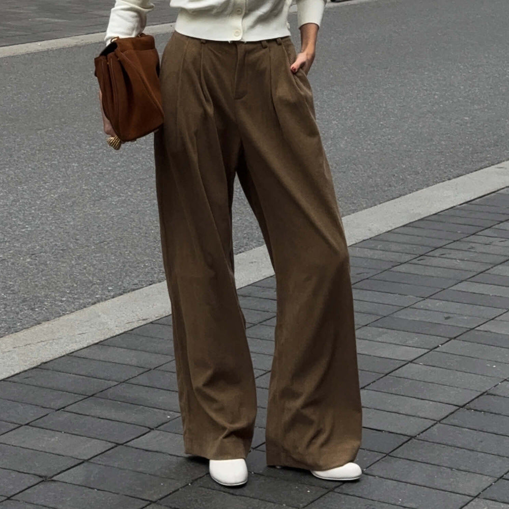 Damen Weite Cordhose mit Falten WW