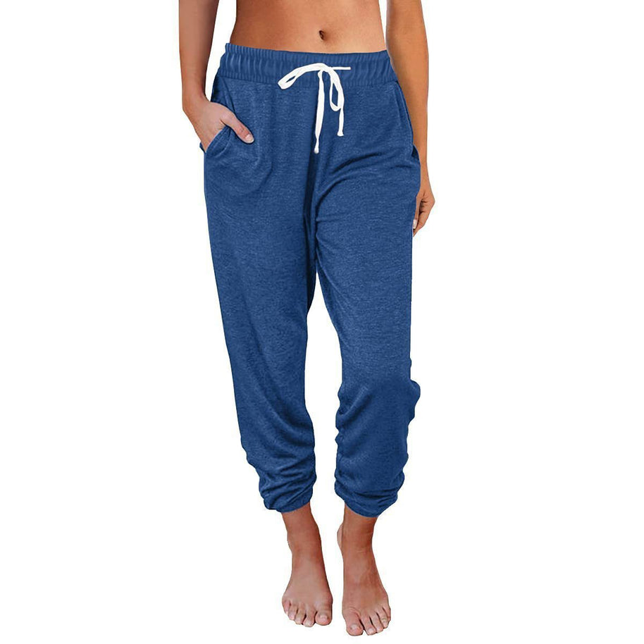 Damen Bequeme und lässige Jogginghose mit elastischem Bund und seitlichen Taschen WW