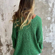 WW Chunky gestrickter V-Ausschnitt gemütlicher langärmeliger Pullover