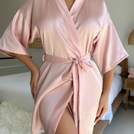 WW Kurzer Cardigan Krawatte Quaste Bademantel Sexy Pyjamas