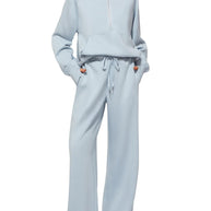 Damen sportliches Sweatset mit hohem Kragen und weitem Bein WW