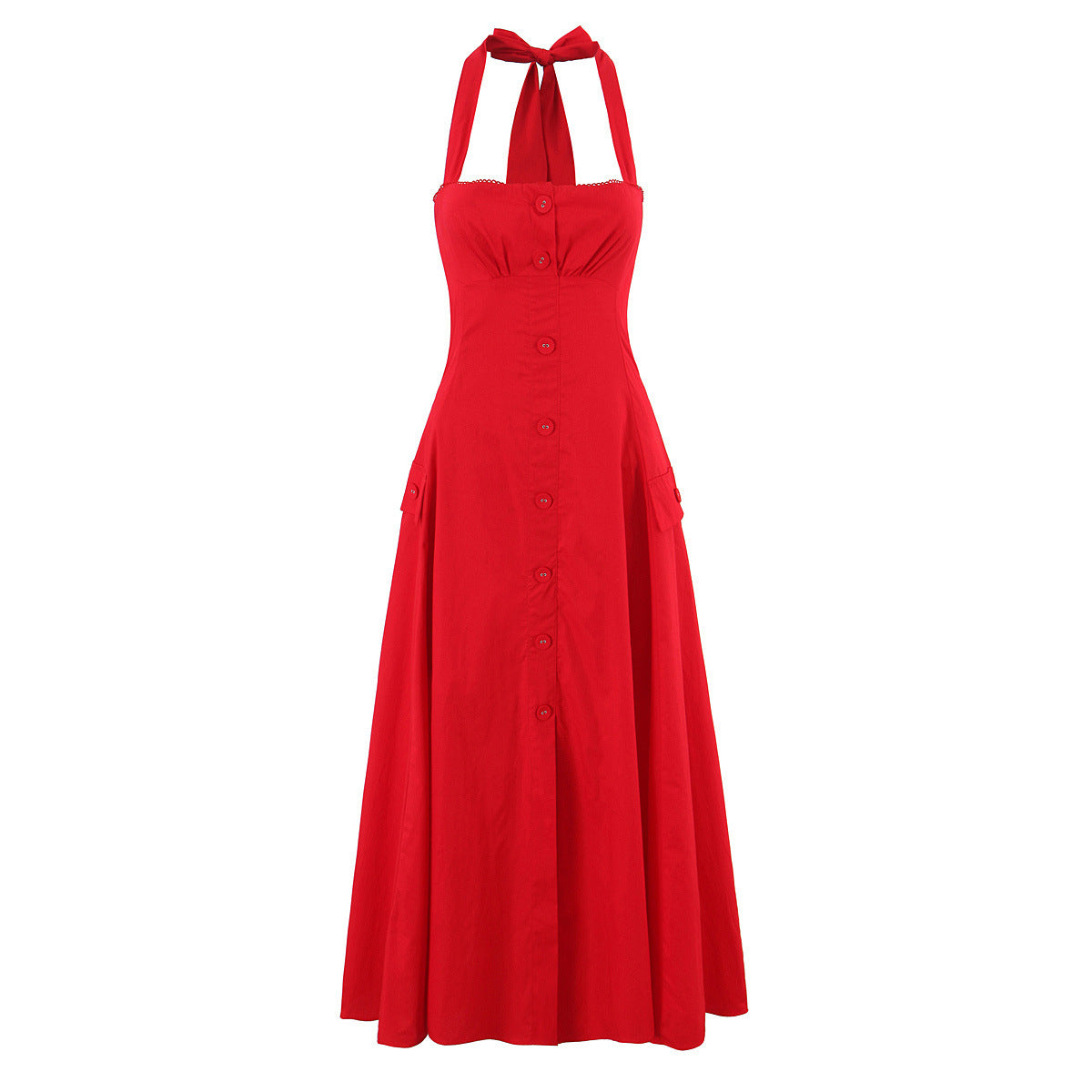 Damen ärmelloses Knopfkleid mit schmeichelndem Schnitt WW
