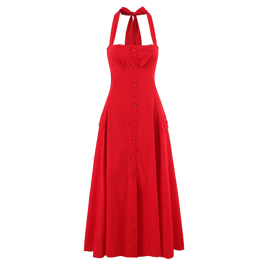 Damen ärmelloses Knopfkleid mit schmeichelndem Schnitt WW