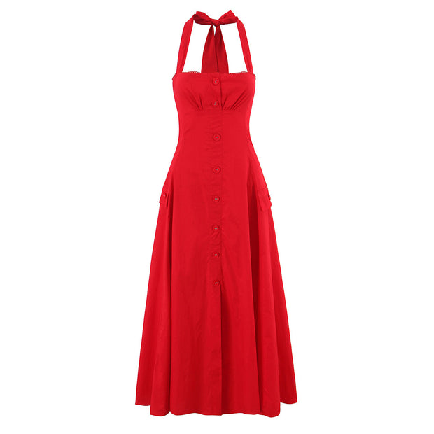 Damen ärmelloses Knopfkleid mit schmeichelndem Schnitt WW