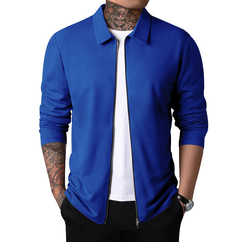 Herren Freizeitjacke mit durchgehendem Reißverschluss und strukturiertem Gewebe WW