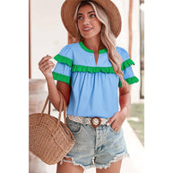 Damen Freizeitbluse mit Rüschendetails und modernen Akzenten WW