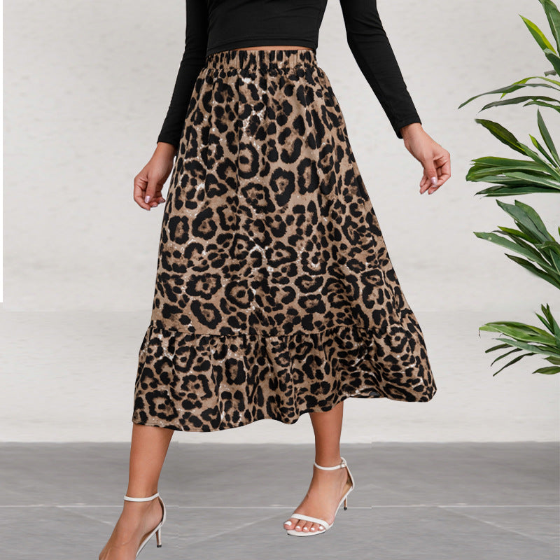Damen Midirock mit elegantem Leoprint und fließendem Schnitt W&W Mode
