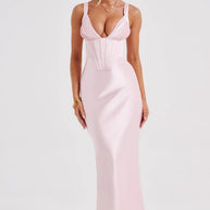 Damen Abendkleid mit Korsett-Oberteil und schimmerendem Finish WW