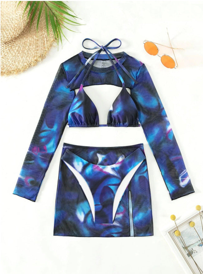 Damen Sport-Bikini-Set mit langen Ärmeln und modischem Schnitt WW