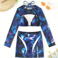 Damen Sport-Bikini-Set mit langen Ärmeln und modischem Schnitt WW