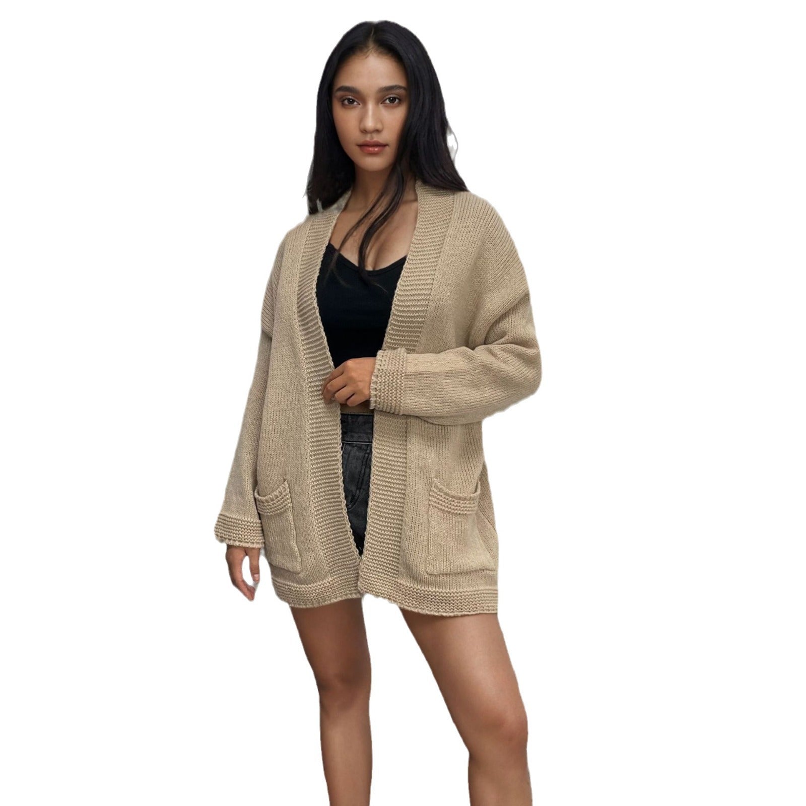 Damen Strickjacke mit großen Taschen und lässigem Schnitt WW