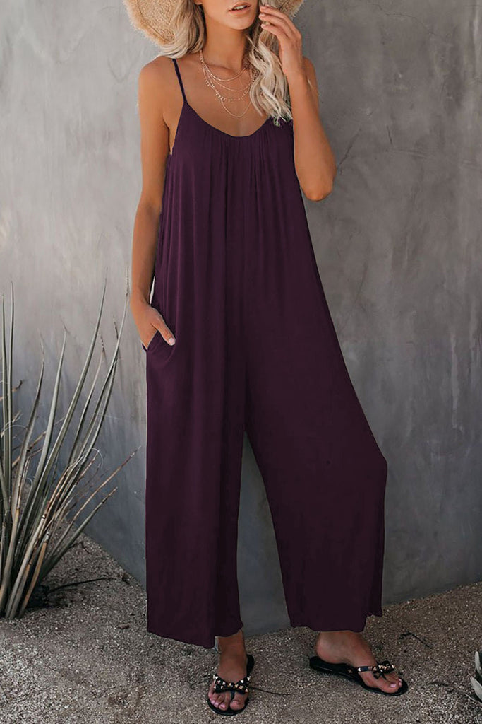 Damen Lässiger Jumpsuit mit weitem Schnitt und praktischen Taschen WW