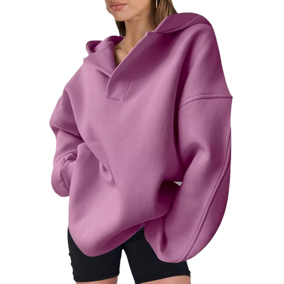 Damen Oversized Kapuzenpullover mit Kängurutasche WW