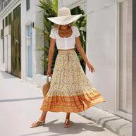 Damen Sommer-Rock mit floralen Mustern und voluminösem Saum WW