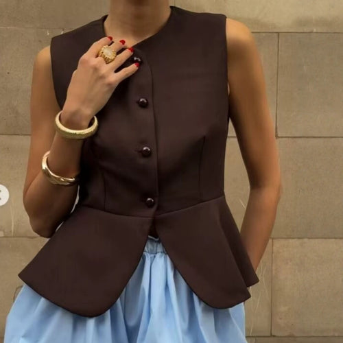 Damen ärmellose Blazer-Jacke WW