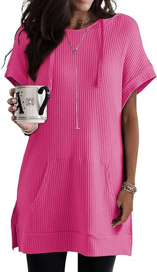 Damen lässiges Hoodie-Kleid mit praktischer Kängurutasche und Relaxed-Fit WW