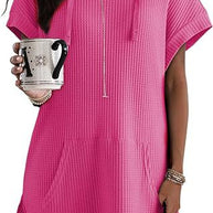 Damen lässiges Hoodie-Kleid mit praktischer Kängurutasche und Relaxed-Fit WW